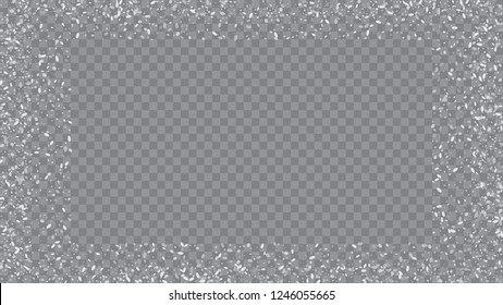 Falling snow background. Festive picture of the Christmas banner. Bbright, White, Shimmer, Glowing, Scatter, Falling on a Transparent background.