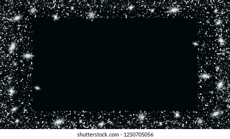 Falling snow background. Festive picture of the Christmas banner. Bbright, White, Shimmer, Glowing, Scatter, Falling background.