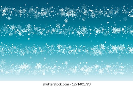 Falling Snow Background. Happy Winter Holiday Illustration Template. Glitter Snowflakes Background. Fantasy  Snowstorm Illustration Design.