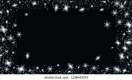 Falling snow background. Holiday decoration Christmas banner. Bbright, White, Shimmer, Glowing, Scatter, Falling background.