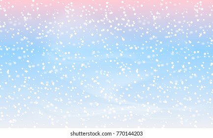 Falling snow background. Holiday landscape with snowfall. Vector illustration. Winter snowing sky. Eps 10.