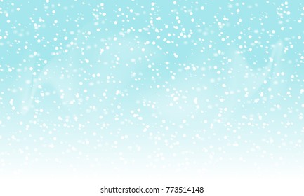 Falling snow background. Holiday landscape with snowfall. Vector illustration. Winter snowing sky. Eps 10.