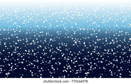 Falling snow background. Holiday landscape with snowfall. Vector illustration. Winter snowing sky. Eps 10.