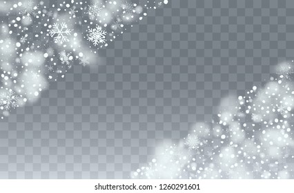 Falling Snow Background. Illustration for Happy New Year Design. Isolated Snowflakes Background. Fantasy  Snowstorm Illustration Design.