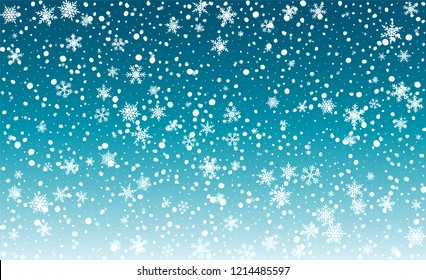 Falling Snow Background. Illustration for Winter Holiday Greetings. Glitter White Snow Background. Magic Blizzard Illustration Design.