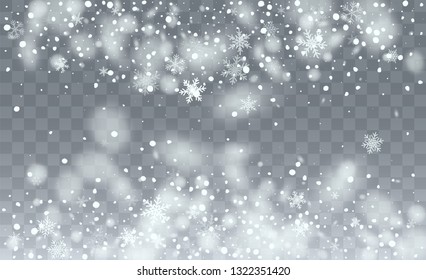 Falling Snow Background. Illustration for Winter Holiday Greetings. Glitter Snowflakes Background. Fantasy  Snowstorm Illustration Design.