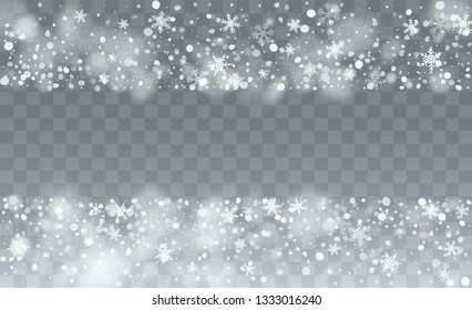 Falling Snow Background. Illustration for Winter Holiday Greetings. Glitter Snowflakes Background. Fantasy  Snowstorm Illustration Design.