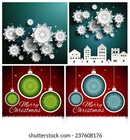 Falling snow background paper snowflakes over night dark sky winter in city