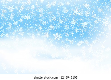 Falling Snow Background. Realistic Snowdrift. Vector Illustration With Snowflakes. Winter Snowy Landscape. Eps 10.