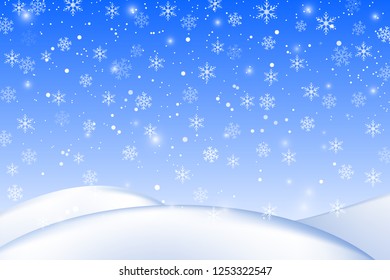 Falling Snow Background. Realistic Snowdrift. Vector Illustration With Snowflakes. Winter Snowy Landscape. Eps 10.