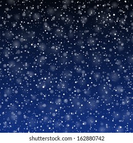 Falling snow background. Vector.