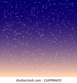 Falling snow background. Vector illustration with snowflakes. Winter snowing sky. Eps 10.