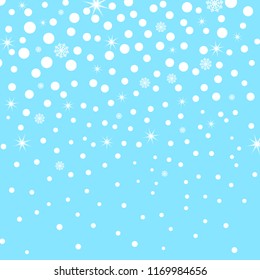 Falling snow background. Vector illustration with snowflakes. Winter snowing sky. Eps 10.
