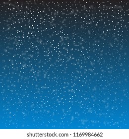 Falling snow background. Vector illustration with snowflakes. Winter snowing sky. Eps 10.