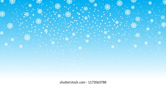 Falling snow background. Vector illustration with snowflakes. Winter snowing sky. Eps 10.