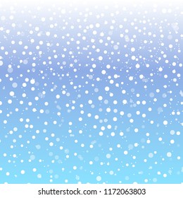 Falling snow background. Vector illustration with snowflakes. Winter snowing sky. Eps 10.