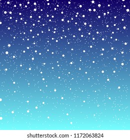 Falling snow background. Vector illustration with snowflakes. Winter snowing sky. Eps 10.