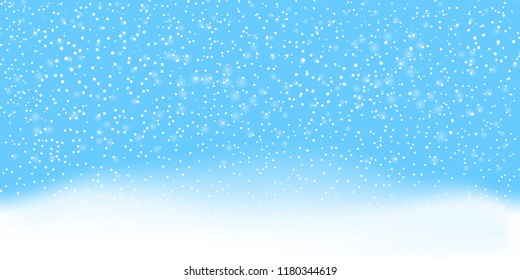 Falling snow background. Vector illustration with snowflakes. Winter snowing sky. Eps 10.