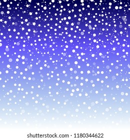 Falling snow background. Vector illustration with snowflakes. Winter snowing sky. Eps 10.