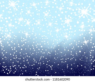 Falling snow background. Vector illustration with snowflakes. Winter snowing sky. Eps 10.