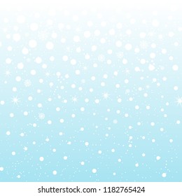Falling snow background. Vector illustration with snowflakes. Winter snowing sky. Eps 10.