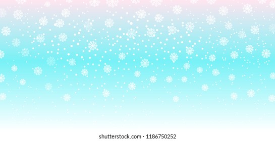 Falling snow background. Vector illustration with snowflakes. Winter snowing sky. Eps 10.