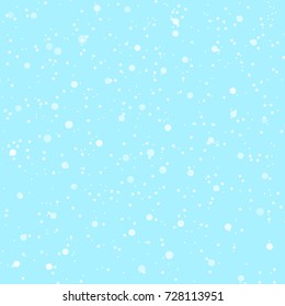 Falling snow background. Vector illustration with snowflakes. Winter snowing sky. Eps 10.