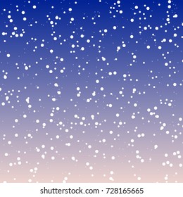 Falling snow background. Vector illustration with snowflakes. Winter snowing sky. Eps 10.