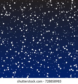 Falling snow background. Vector illustration with snowflakes. Winter snowing sky. Eps 10.