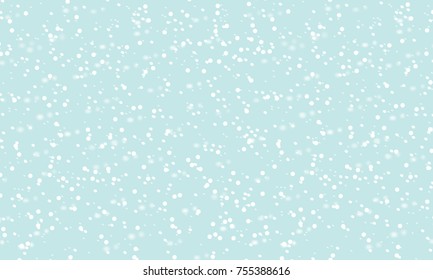 Falling snow background. Vector illustration with snowflakes. Winter snowing sky. Eps 10.