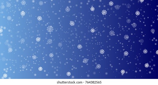 Falling snow background. Vector illustration with snowflakes. Winter snowing sky. Eps 10.