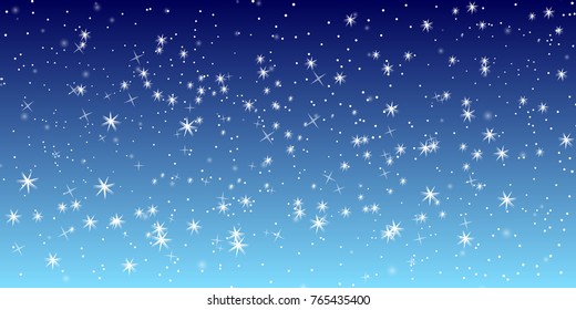 Falling snow background. Vector illustration with snowflakes. Winter snowing sky. Eps 10.