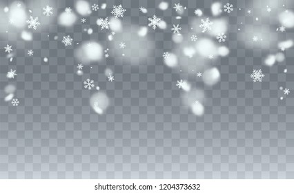 Falling Snow Background. Winter Merry Christmas Illustration. Background with Isolated Fall of Snow. Fantasy  Snowstorm Illustration Design.