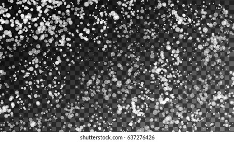Falling Snow Background. Winter Snowed Vector Illustration. Christmas White Snowflake On Transparent Checkered Background