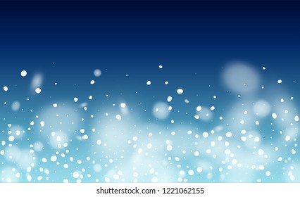 Falling Snow Background. Winter Snowy Vector Illustration. Background with Isolated Fall of Snow. Fantasy  Snowstorm Illustration Design.