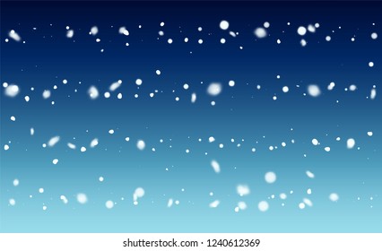 Falling Snow Background. Winter Snowy Vector Illustration. Background with Flying Snowflakes. Magic Blizzard Illustration Design.
