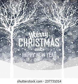 Falling Snow. Christmas Background with Greeting Text 