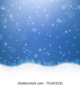 Falling snow. Christmas and New Year background. Vector illustration