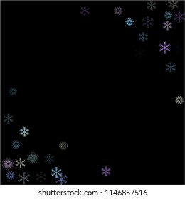 Falling snow confetti, snowflakes vector scatter. Christmas, New Year, Winter holidays party celebration. Ice ad frame, winter storm, sparkling trail. Vintage snowfall falling snowflakes confetti