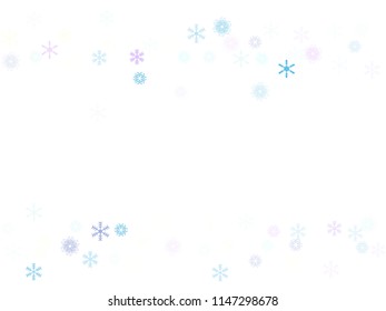 Falling snow confetti, snowflakes vector xmas frame. Winter holidays, Christmas, New Year party celebration. Cold weather, winter storm, sparkling texture. Vintage snowfall falling snowflakes confetti
