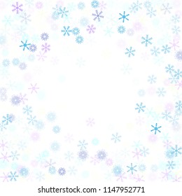 Falling snow confetti, snowflakes vector element. Festive winter, Christmas, New Year sale background. Ice ad frame, winter storm, sparkling trail. Funky snowfall falling snowflakes confetti