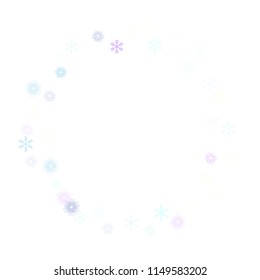 Falling snow confetti, snowflakes vector background. Winter holidays, Christmas, New Year party celebration. Ice ad frame, winter storm, sparkling trail. Hipster snowfall falling snowflakes confetti