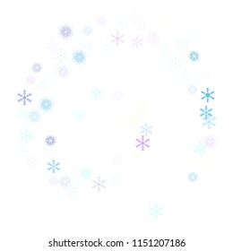 Falling snow confetti, snowflakes vector xmas frame. Festive winter, Christmas, New Year sale background. Cold weather, winter storm, sparkling texture. Funky snowfall falling snowflakes confetti