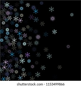 Falling snow confetti, snowflakes vector xmas frame. Winter holidays, Christmas, New Year party celebration. Ice ad frame, winter storm, sparkling trail. Funky snowfall falling snowflakes confetti