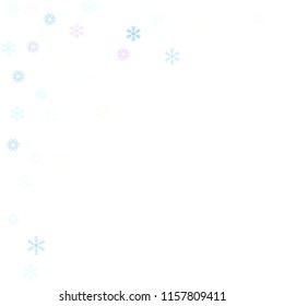Falling snow confetti, snowflakes vector element. Festive winter, Christmas, New Year sale background. Cold ice frame, winter storm, sparkling trail.