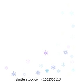 Falling snow confetti, snowflakes vector background. Winter holidays, Christmas, New Year party celebration. Retro frame, winter storm, sparkling trail. Vintage snowfall falling snowflakes confetti