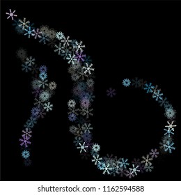 Falling snow confetti, snowflakes vector border. Winter holidays, Christmas, New Year party celebration. Cold weather, winter storm, scatter texture. Vintage snowfall falling snowflakes confetti