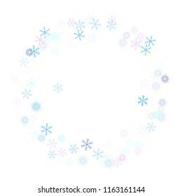 Falling snow confetti, snowflakes vector scatter. Christmas, New Year, Winter holidays party celebration. Retro frame, winter storm, sparkling trail. Vintage snowfall falling snowflakes confetti