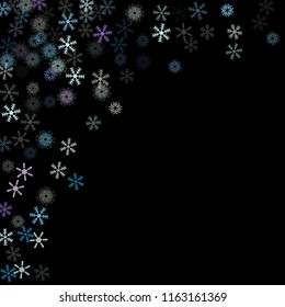 Falling snow confetti, snowflakes vector xmas frame. Festive winter, Christmas, New Year party decoration. Cold weather, winter storm, sparkling texture. Vintage snowfall falling snowflakes confetti