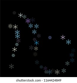 Falling snow confetti, snowflakes vector background. Festive winter, Christmas, New Year party pattern. Textured frame, winter storm, sparkling trail. Hipster snowfall falling snowflakes confetti